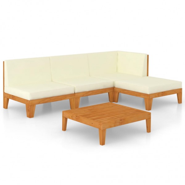 Juego muebles de jardín y cojines 5 pzas madera maciza acacia
