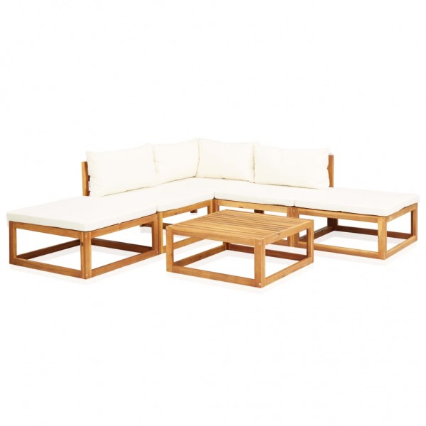 Juego muebles de jardín y cojines 6 piezas madera maciza acacia