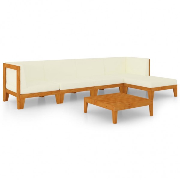 Juego muebles de jardín y cojines 6 pzas madera maciza acacia