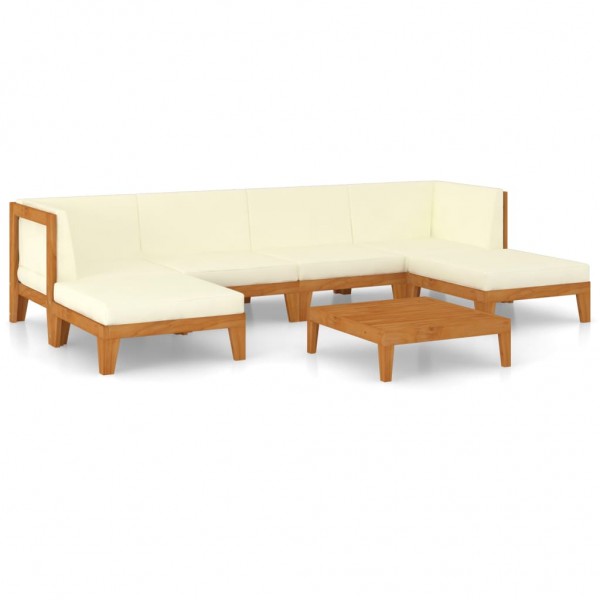 Juego muebles de jardín y cojines 7 pzas madera maciza acacia