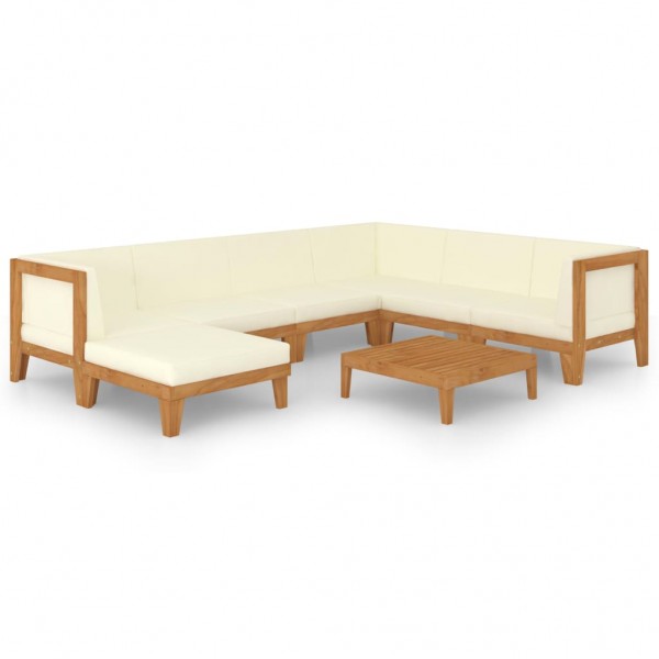 Juego muebles de jardín y cojines 8 pzas madera maciza acacia