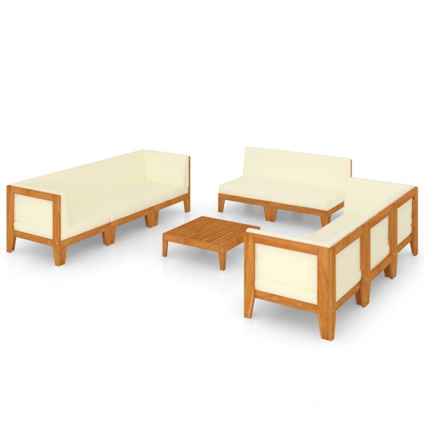 Juego muebles de jardín y cojines 9 pzas madera maciza acacia