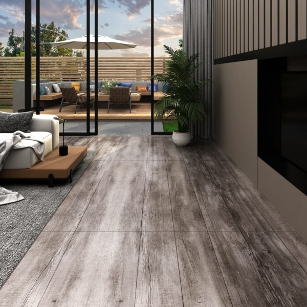 Lamas de suelo PVC autoadhesivas marrón madera mate 5.02m² 2mm