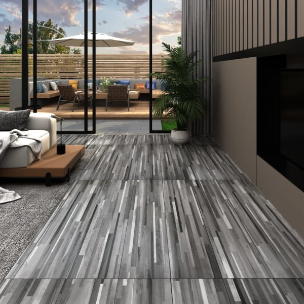 Lamas para suelo de PVC autoadhesivas gris a rayas 5.02 m² 2 mm