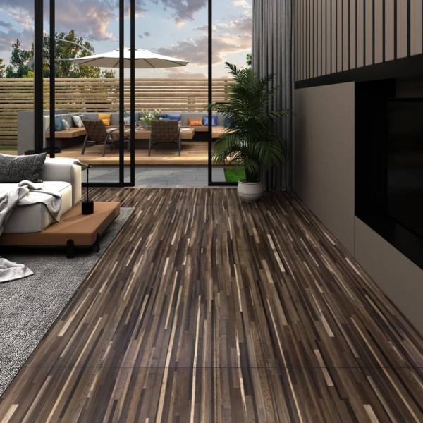 Lamas para suelo de PVC autoadhesivas marrón a rayas 5.02m² 2mm