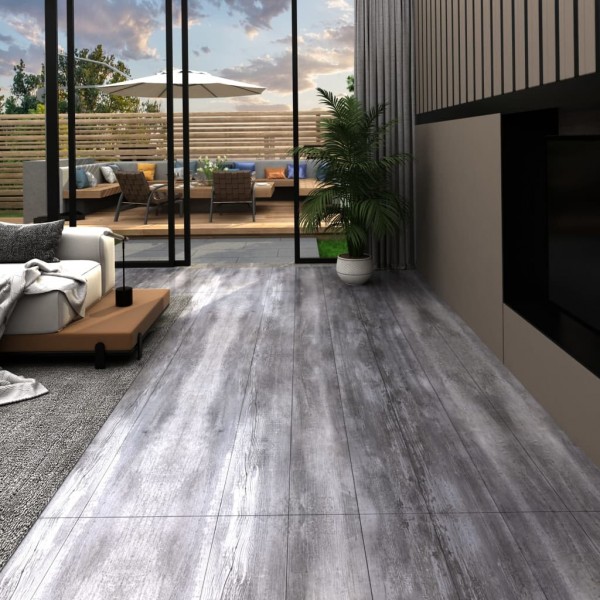 Lamas para suelo PVC autoadhesivas gris madera mate 5.02m² 2mm