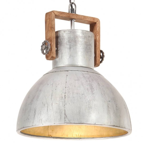 Lámpara colgante industrial 25 W plateada redonda 40 cm E27
