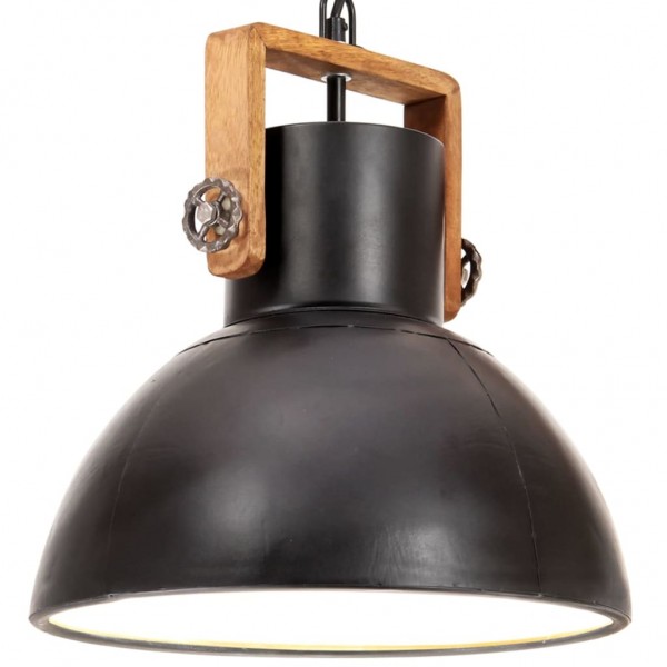 Lámpara colgante industrial redonda 25 W negra 30 cm E27