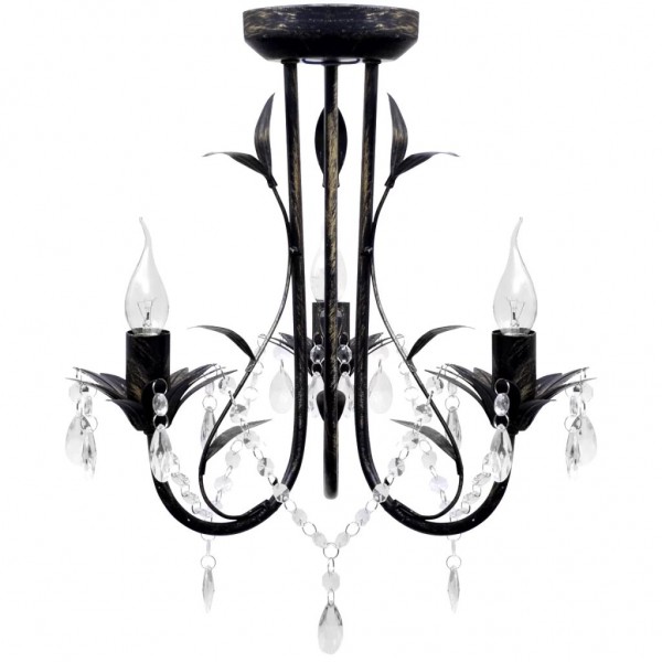 Lámpara de araña. candelabro negro estilo Art Nouveau. 3 x E14
