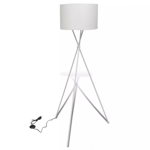 Lámpara de pie con pantalla y soporte blanco