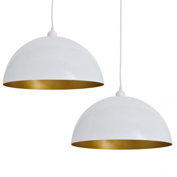 Lámpara de techo 2 uds altura ajustable semiesférica blanca