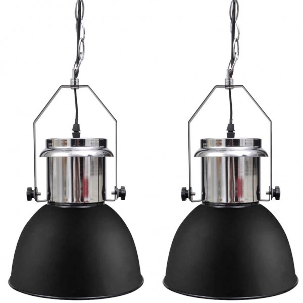 Lámpara de techo altura ajustable moderna metal negro 2 uds