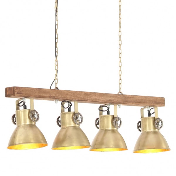 Lámpara de techo industrial madera de mango latón E27