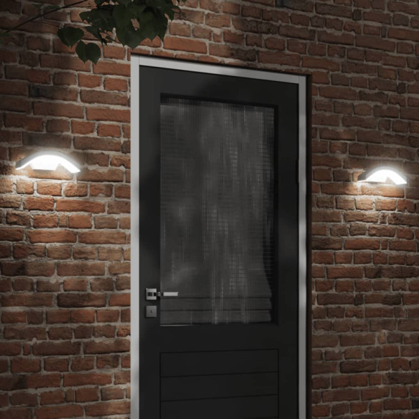 Lámparas de pared LED exterior con sensor 2 uds aluminio blanco