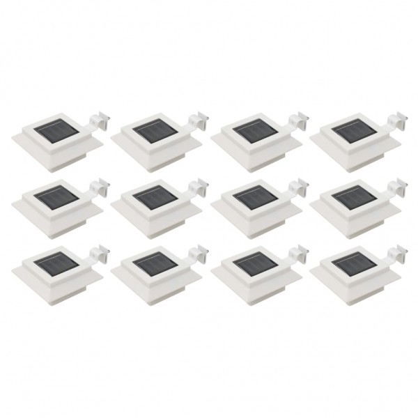 Lámparas solares cuadradas de exterior blancas 12 uds LED 12 cm