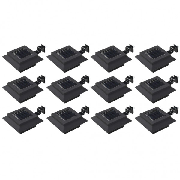 Lámparas solares cuadradas de exterior negras 12 uds LED 12 cm