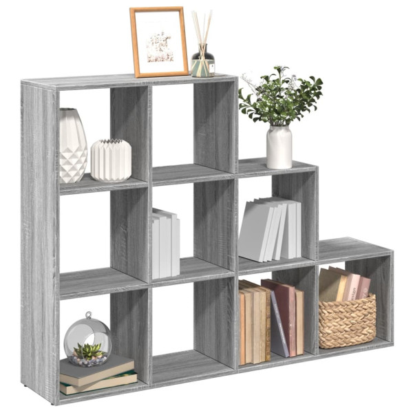 Librería divisora 3 niveles madera gris Sonoma 137.5x29x103.5cm