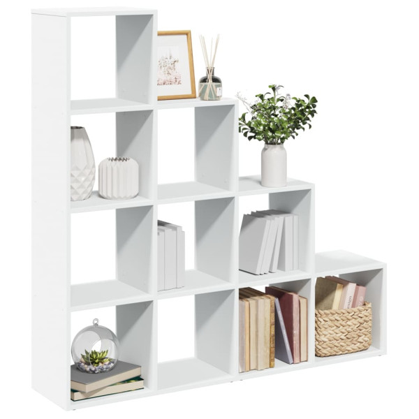 Librería divisora 4 niveles madera blanca 131.5x29x131.5 cm
