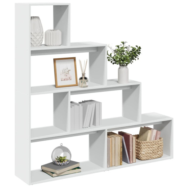 Librería divisora 4 niveles madera blanca 143.5x29x143.5 cm