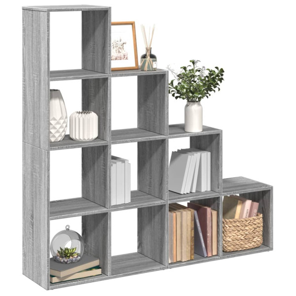 Librería divisora 4 niveles madera gris Sonoma 131.5x29x131.5cm