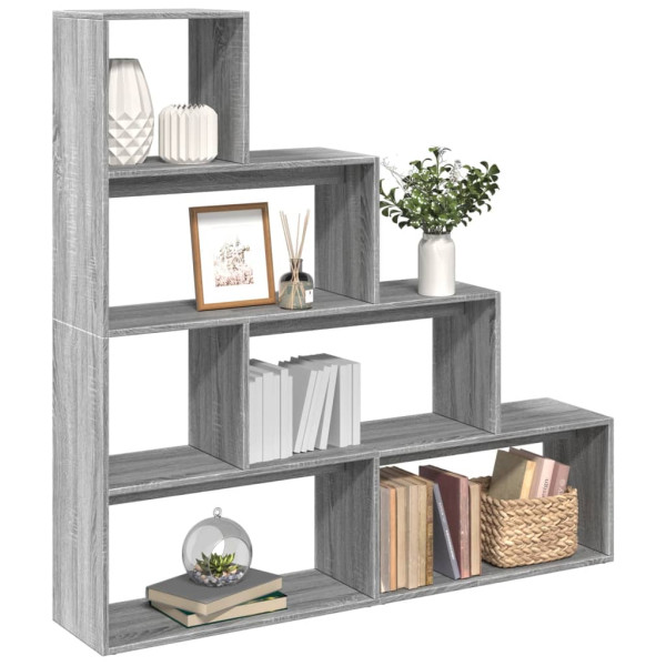 Librería divisora 4 niveles madera gris Sonoma 143.5x29x143.5cm