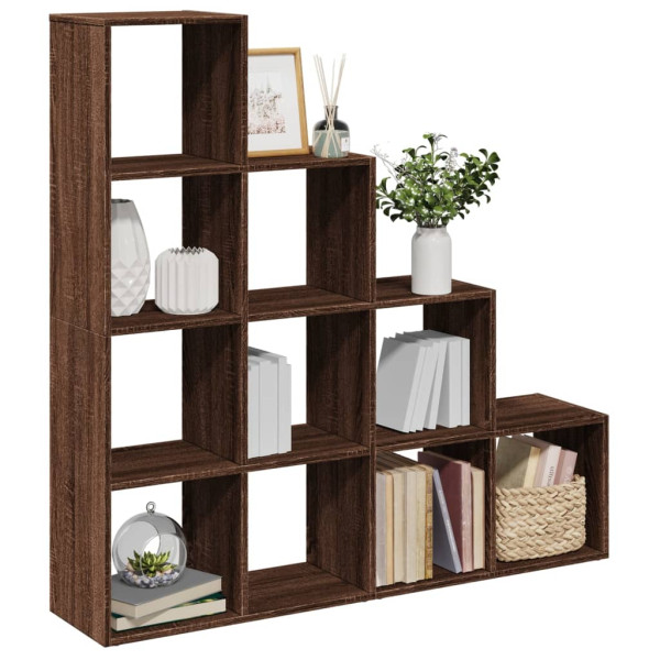 Librería divisora 4 niveles marrón roble 131.5x29x131.5 cm