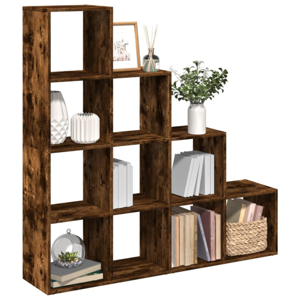Librería divisora 4 niveles roble ahumado 131.5x29x131.5 cm