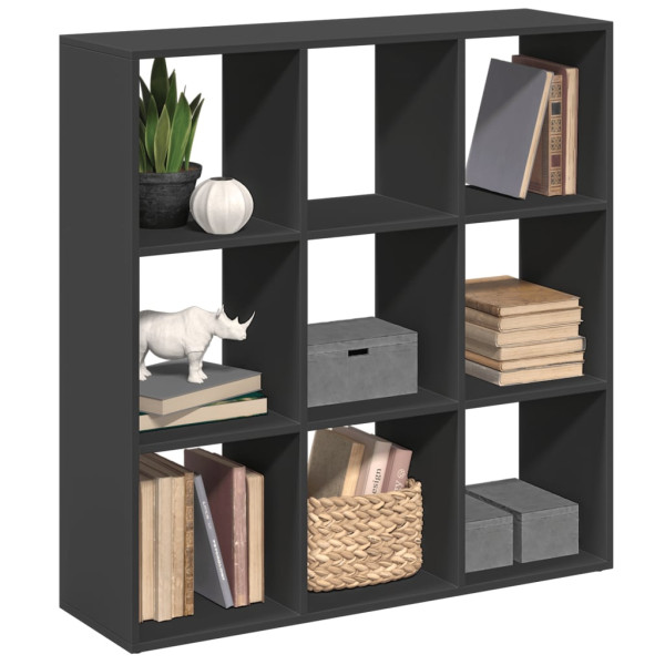Librería divisora madera de ingeniería negra 102x29x103.5 cm