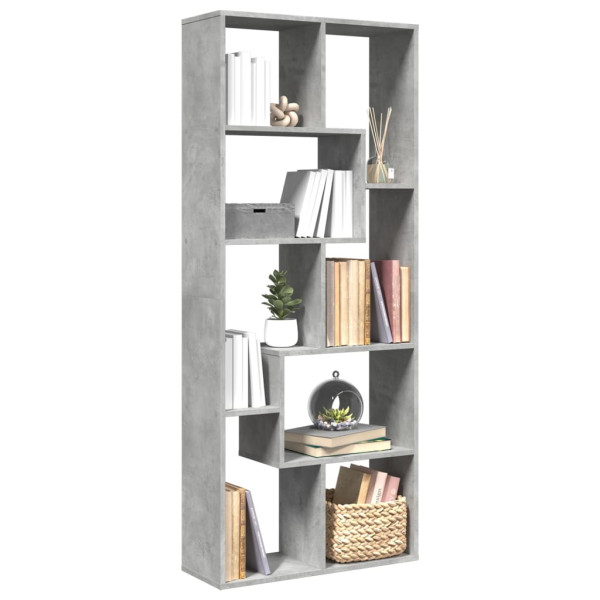 Librería divisora madera ingeniería gris hormigón 67x25x161.5cm