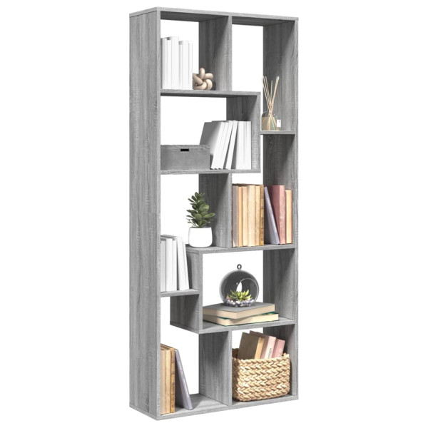 Librería divisora madera ingeniería gris Sonoma 67x25x161.5 cm