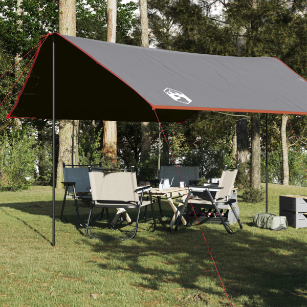 Lona de camping impermeable gris y naranja 430x380x210 cm