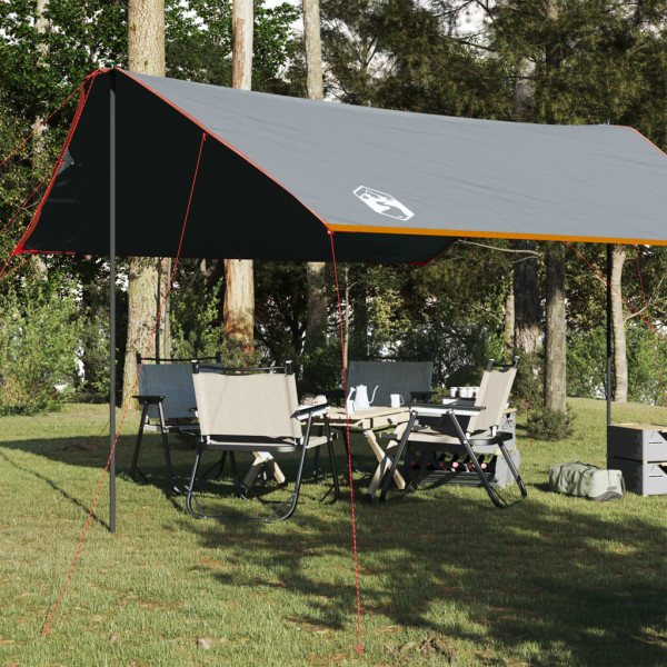 Lona de camping impermeable gris y naranja 460x305x210 cm