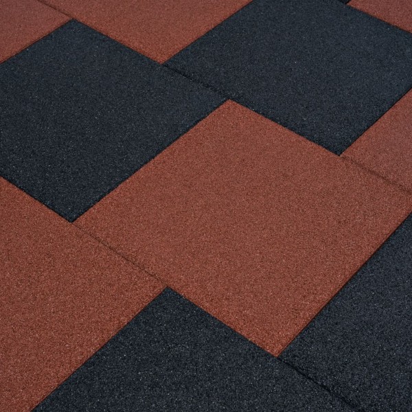 Losetas de goma protección de caídas 6 unidades 50x50x3cm rojo