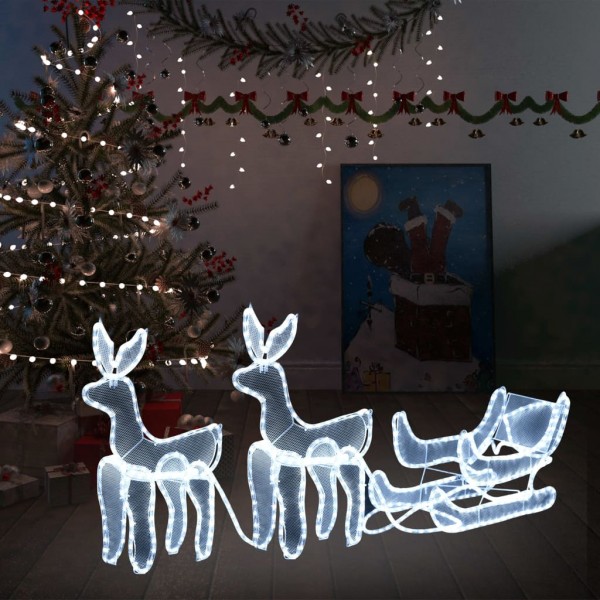 Luces de Navidad 2 renos y trineo con malla 648 LEDs
