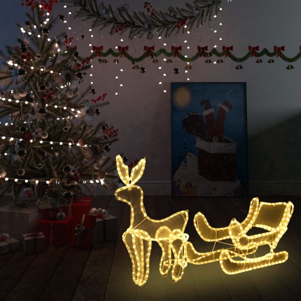 Luces de Navidad de reno y trineo con malla 432 LEDs