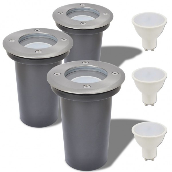 Luces de suelo de exterior redondas 3 unidades