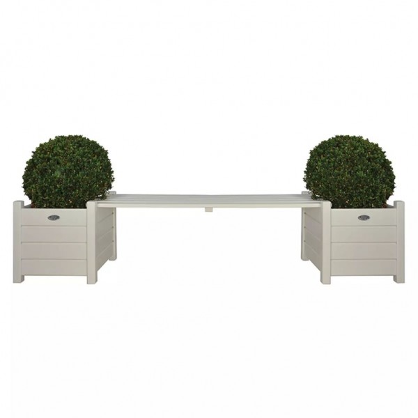 Maceteros blancos con banco. Esschert Design CF33W