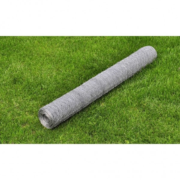 Malla de alambre de acero galvanizado plateada 25x0.5 m