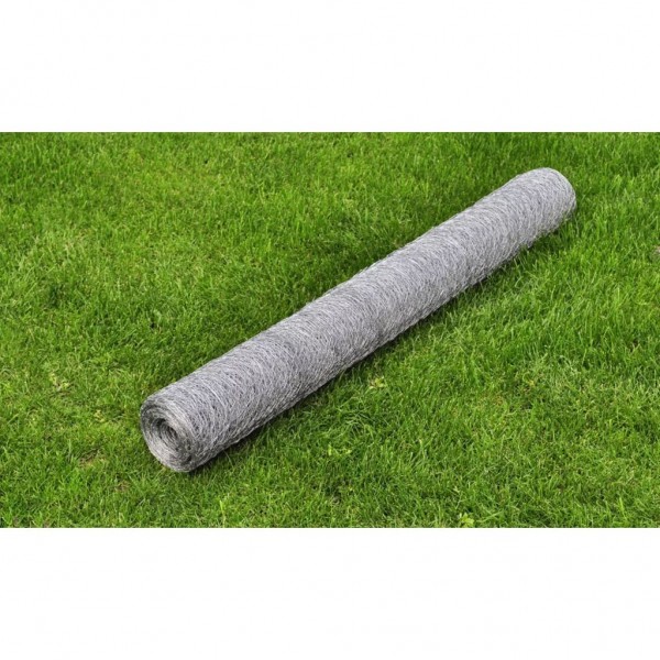 Malla de alambre hexagonal acero galvanizado plateado 1x25 m