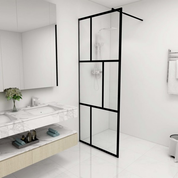 Mampara de ducha accesible con vidrio templado negro 80x195 cm