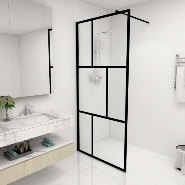 Mampara de ducha accesible con vidrio templado negro 90x195 cm