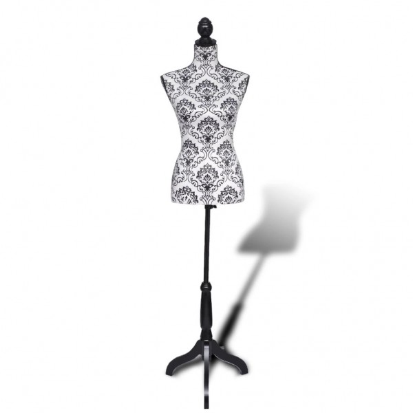 Maniquí busto de mujer exhibición negro y blanco