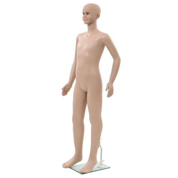 Maniquí de niño de cuerpo completo base de vidrio beige 140 cm