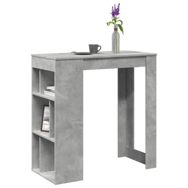 Mesa alta bar con estantes madera gris hormigón 102x50x103.5cm