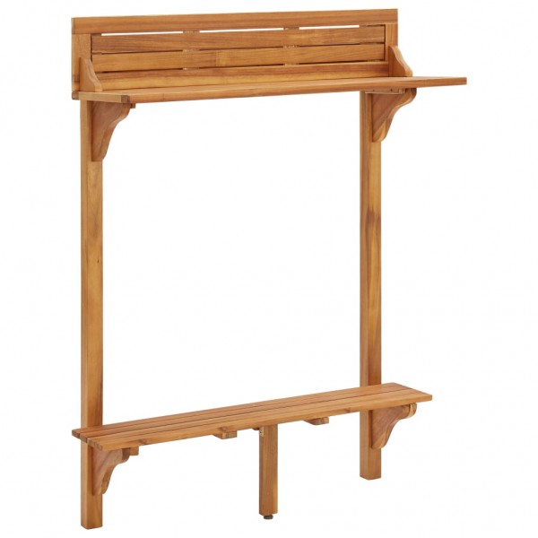 Mesa alta de balcón de madera de acacia maciza 90x37x122.5 cm
