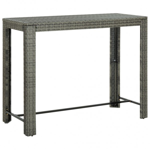 Mesa alta de jardín ratán sintético gris 140.5x60.5x110.5 cm