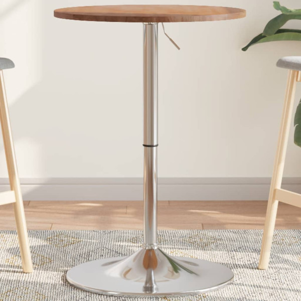 Mesa alta de madera maciza roble marrón claro Ø50x89.5 cm