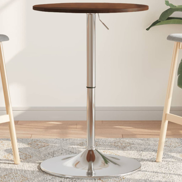 Mesa alta de madera maciza roble marrón oscuro Ø50x89.5 cm