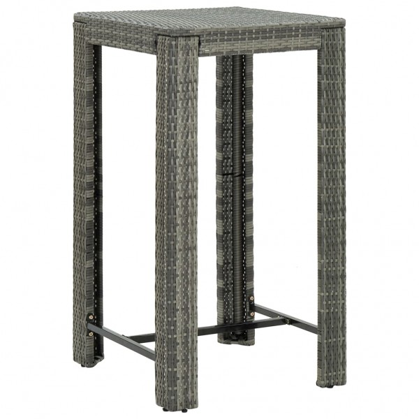 Mesa alta para jardín ratán sintético gris 60.5x60.5x110.5 cm
