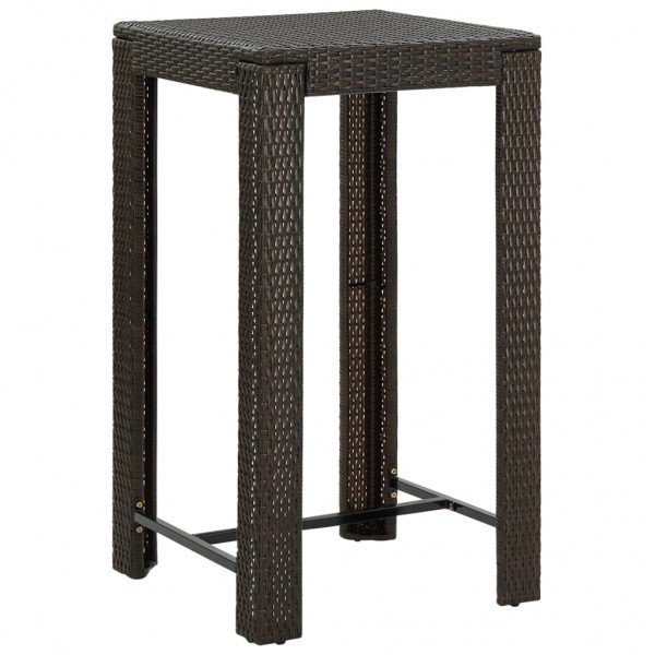 Mesa alta para jardín ratán sintético marrón 60.5x60.5x110.5 cm